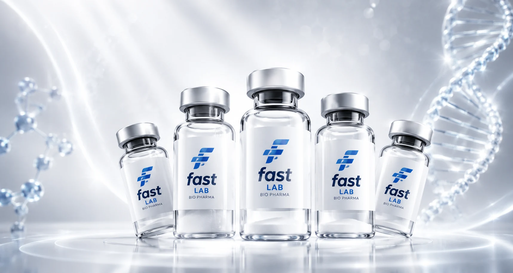 Frascos FAST LAB Bio Pharma — linha de peptídeos e produtos avançados